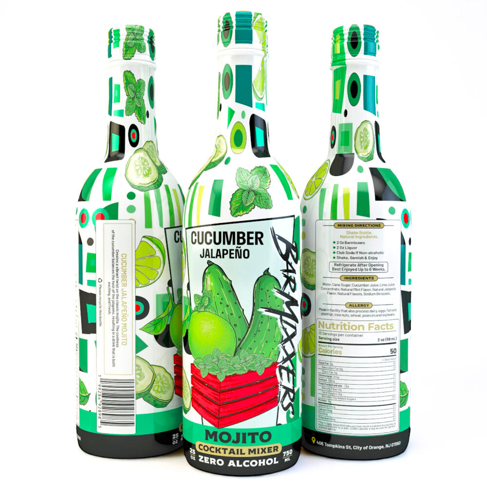 BerMixxers Cucumber Jalapeño Mojito Beverage Mixer - 25oz -13 Servings